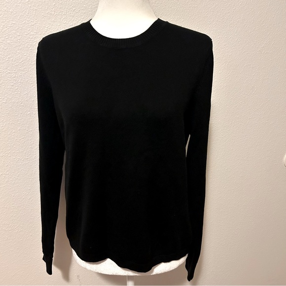 August Silk black silk blend crew neck sweater size XL fall winter classic soft - Picture 1 of 9